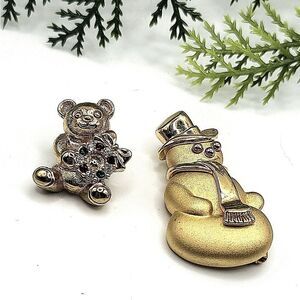 "5/$25" Lot of 2 Goldtone Christmas Brooches